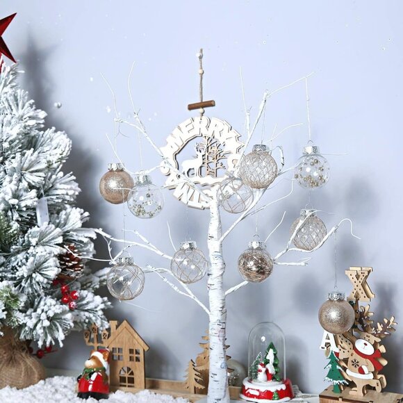 Clear Plastic Christmas Ball Ornaments 30ct 2.36 Inch Champagne Tree Decoration - Picture 7 of 9